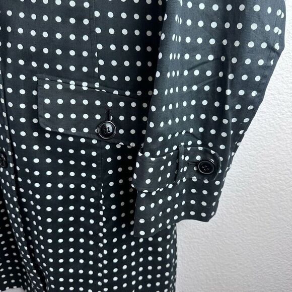 Tally Ho Outerwear Women's 10 Black And White Polka Dot Trench Coat 100%‎ Cotton - Picture 10 of 11